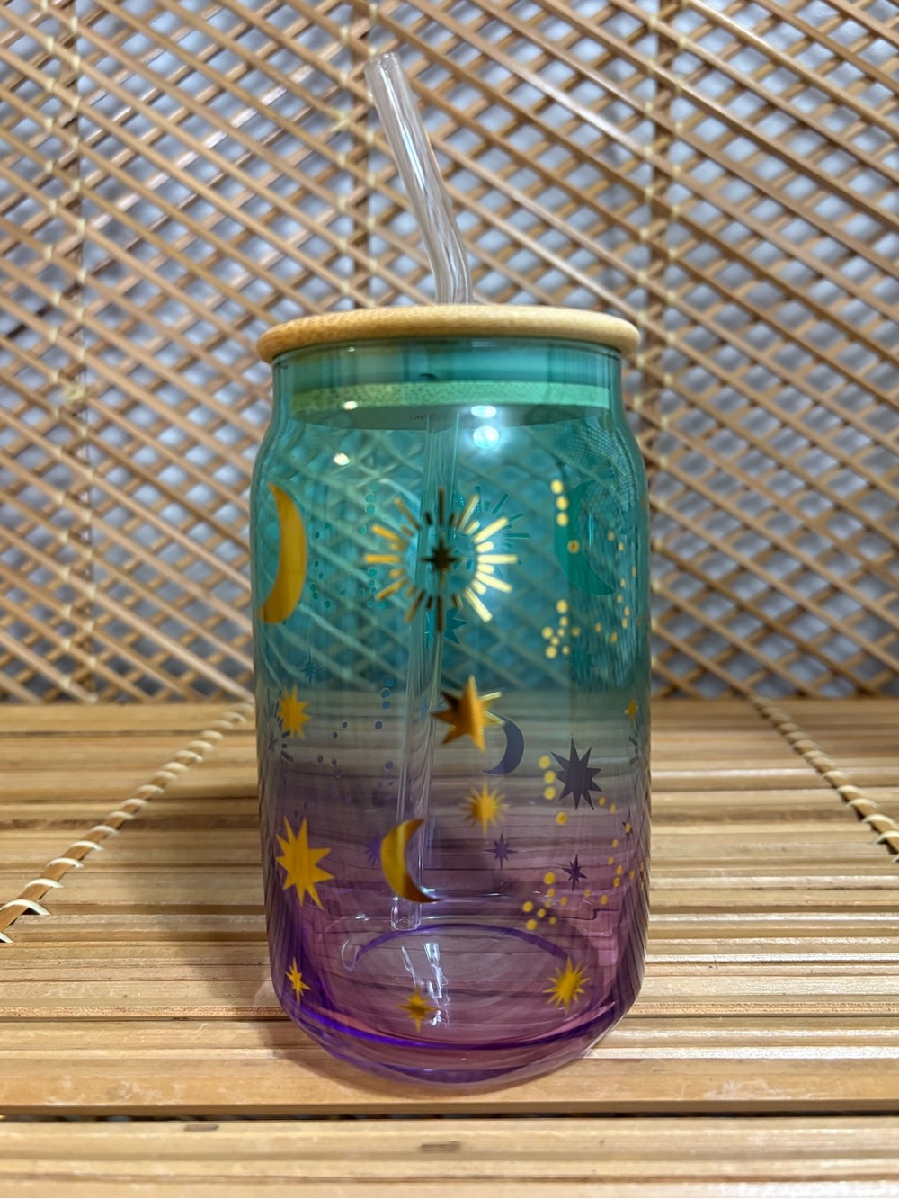 🌸3 For $30🌸Celestial Ombre Glass Tumbler with Glass Straw - Picture 2 of 2